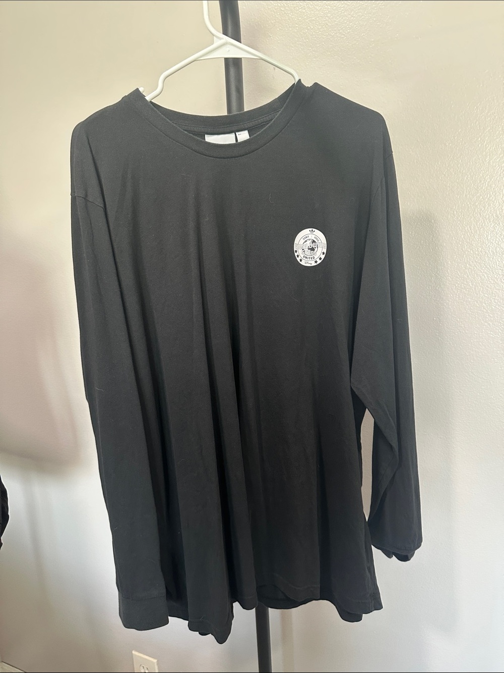 adidas Black Long Sleeve Tee with Small Chest Emblem